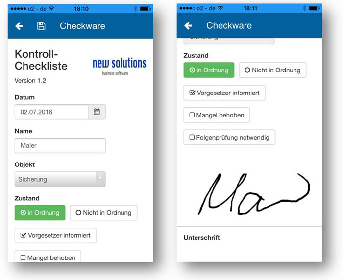 Checklisten auf einem mobilen Gerät ausfüllen