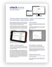 Checkware - Digital Checklist Manager is the software solution for all kinds of inspections, quality assurance and audits. In many fields examinations are carried out nowadays by means of standardized forms and checklists.